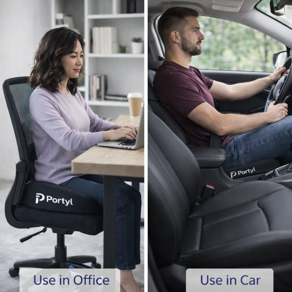 Portyl® Ergonomic Memory Foam Seat Cushionon