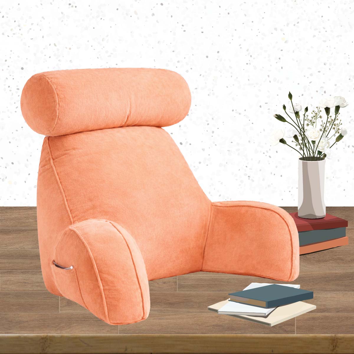 Backrest Pillow With Arms & Adjustable Headrest