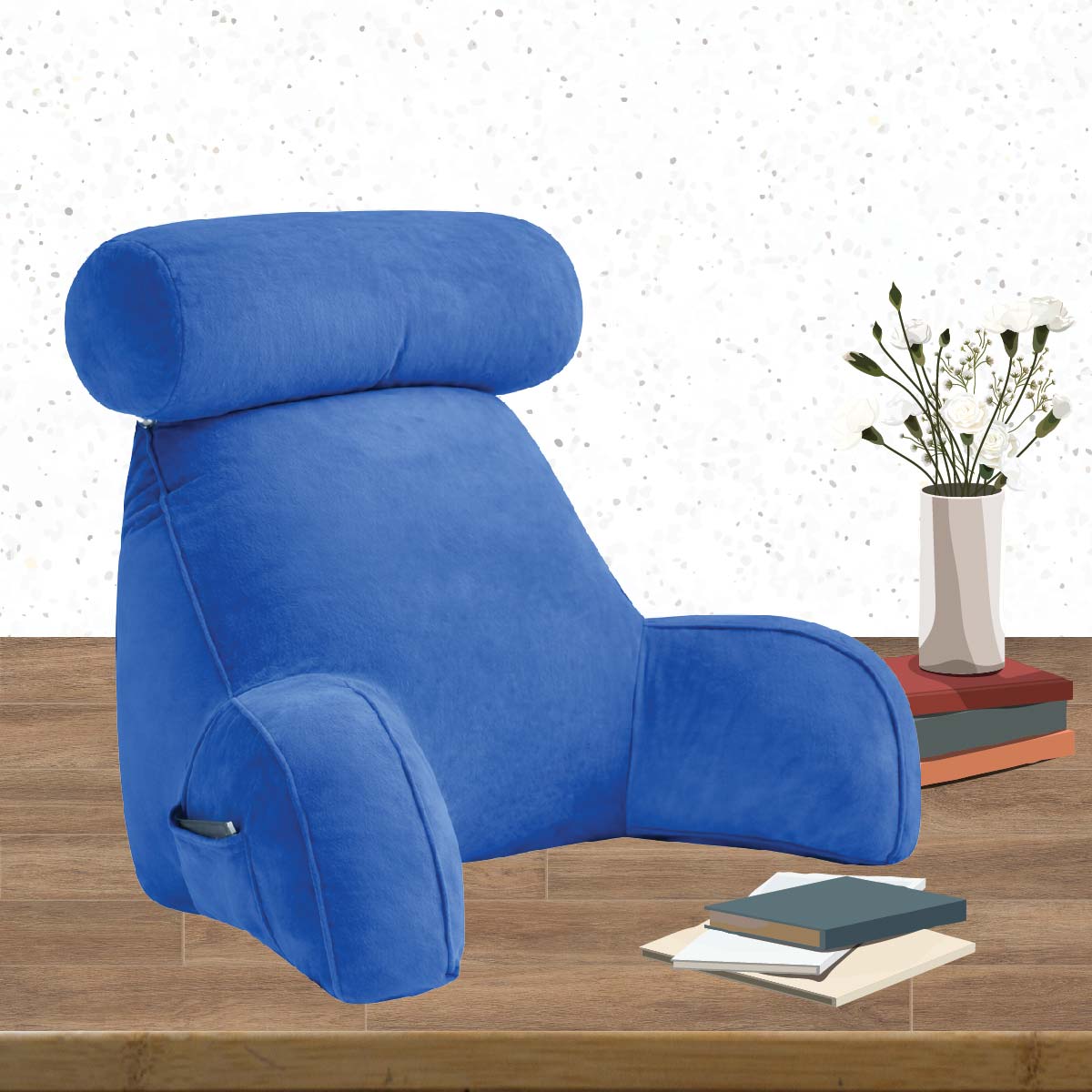 Backrest Pillow With Arms & Adjustable Headrest