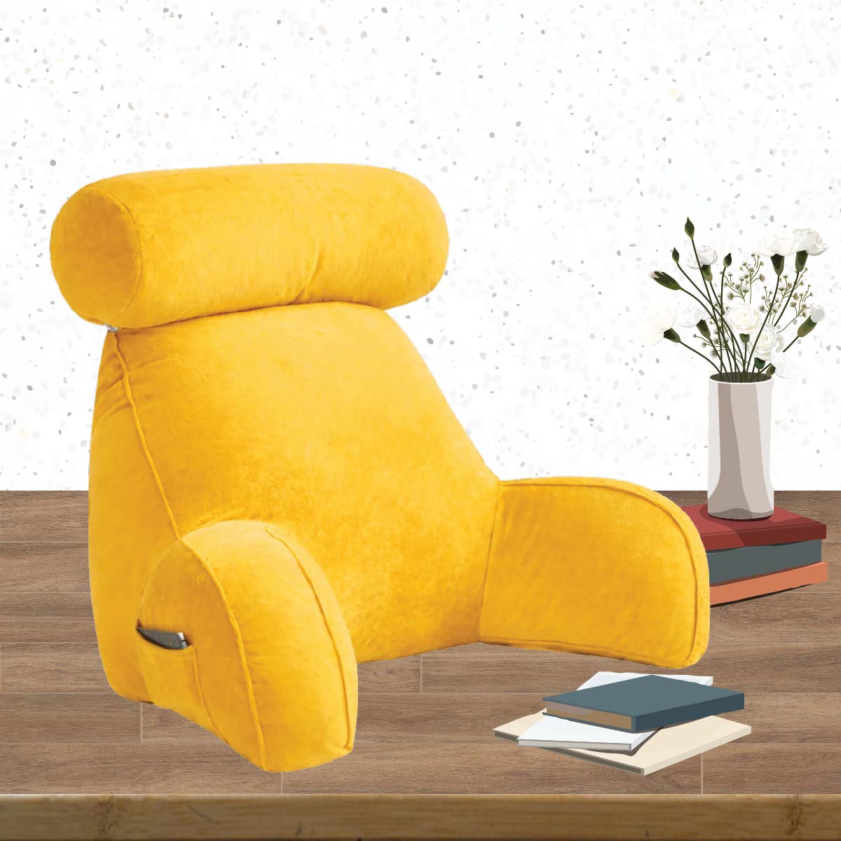 Backrest Pillow With Arms & Adjustable Headrest