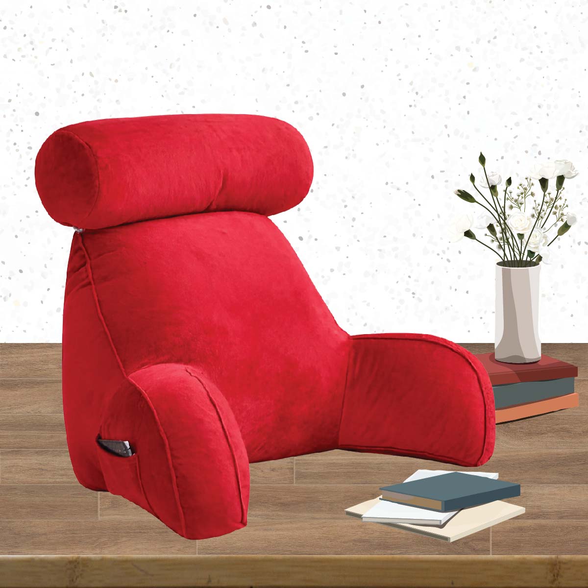 Backrest Pillow With Arms & Adjustable Headrest